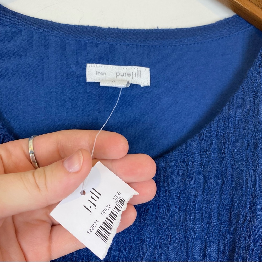 Pure Jill Blue Linen Cotton Layered Maxi Dress - Picture 4 of 7